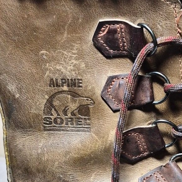 Vintage 90s Sorel Alpine brown leather fleece lined snow boots women's 9 - Picture 8 of 9